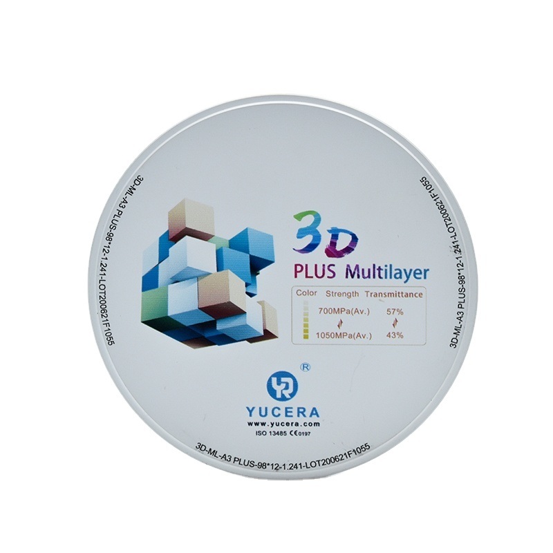 Yucera 3D Pro Multilayer Open System Pre-shaded Dental Zirconia Blocks CADCAM Dental Ceramic Block for Lab