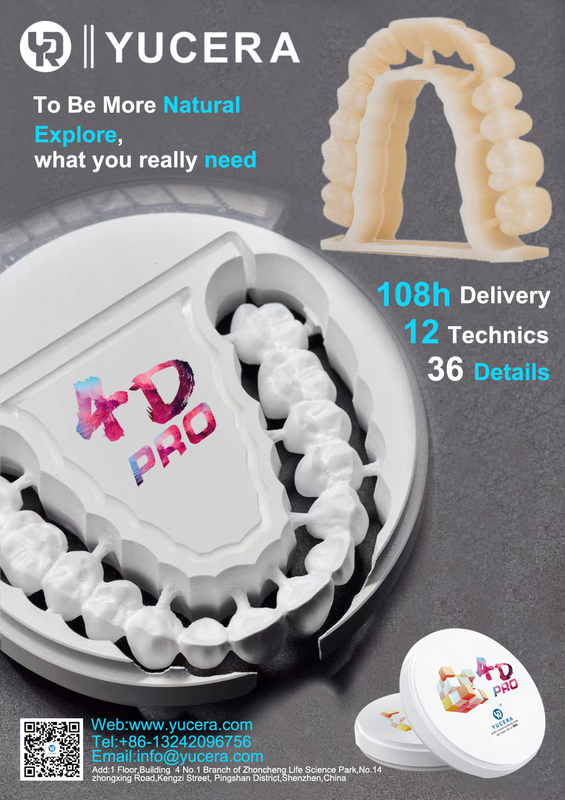 Yucera 4D 98-A2 Multilayer Pro Zirconia Block Open System Thickness 14/16/18mm 16 Colors for Dental Lab CadCam Milling Material