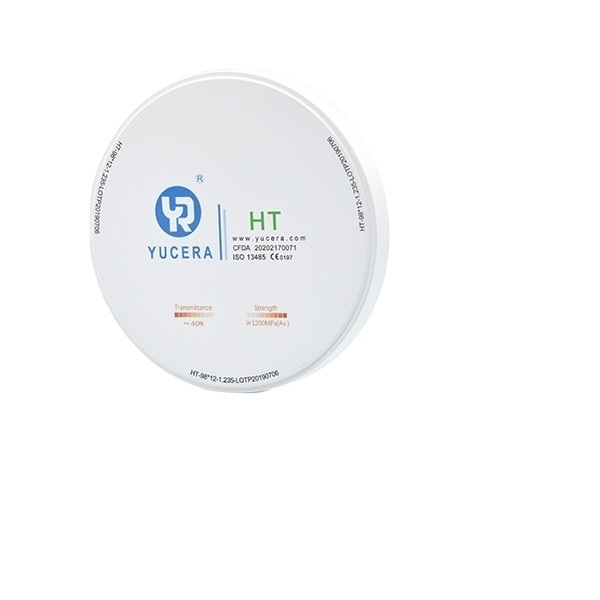 Dental Zirconia Disc 98mm  YUCERA HT White (1200MPa/45% Trans.) | Exocad/ Ready