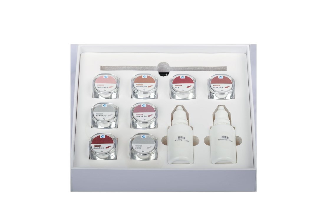 Kit di colorazione e smaltatura in ceramica di zirconio Yucera a 18 colori Natural Glow per creazioni di laboratorio odontotecnico