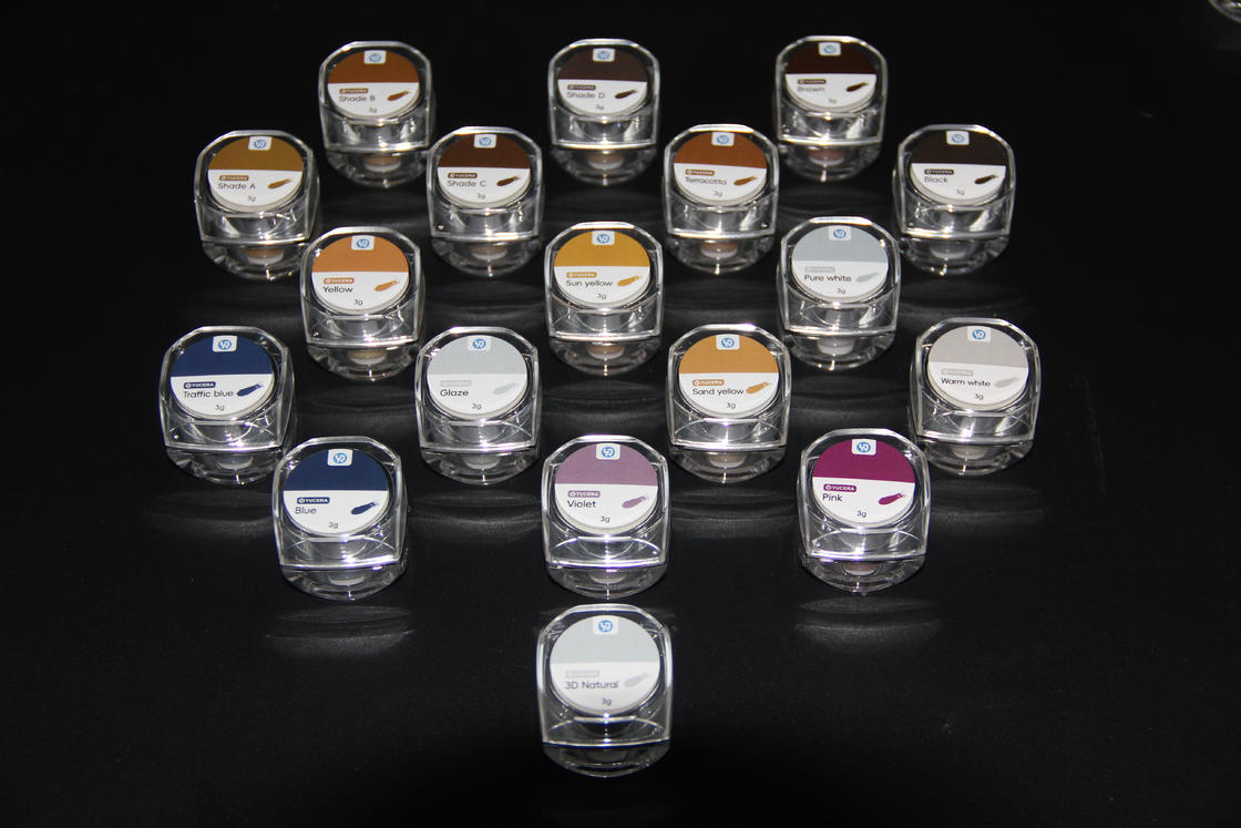 Kit di colorazione e smaltatura in ceramica di zirconio Yucera a 18 colori Natural Glow per creazioni di laboratorio odontotecnico