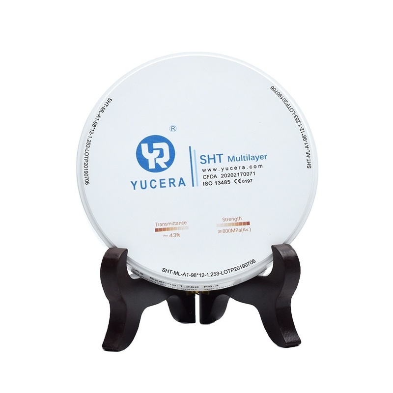 Dental Zirconia Disc 98mm  YUCERA ST-Multilayer (1200MPa/45-55% Trans.) | Exocad/ Ready
