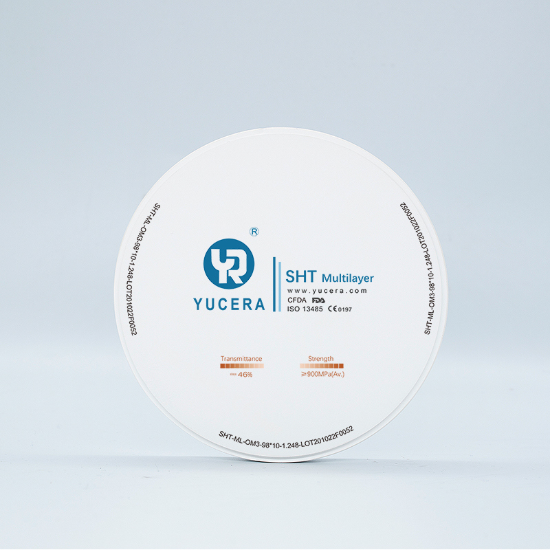 Dental Zirconia Disc 98mm  YUCERA ST-Multilayer (1200MPa/45-55% Trans.) | Exocad/ Ready