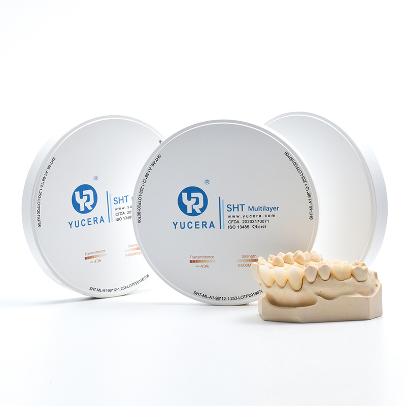 Dental Zirconia Disc 98mm  YUCERA ST-Multilayer (1200MPa/45-55% Trans.) | Exocad/ Ready