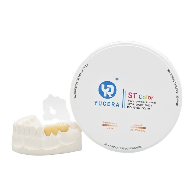 Disco in zirconio dentale da 98 mm - YUCERA ST-Color High-Trans (43%) & High-Strength (1100MPa)